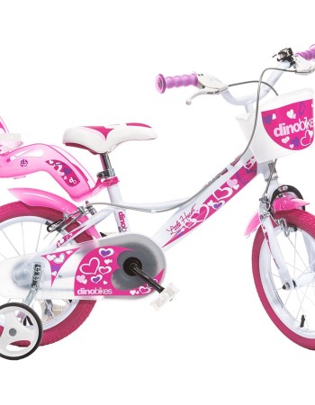 Bicicleta copii Dino Bikes 16' Little Heart alb si roz