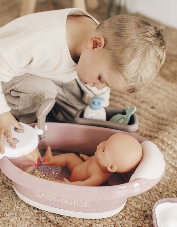 Cadita pentru papusa Smoby Baby Nurse Baleno Bath roz cu accesorii