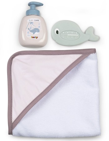 Cadita pentru papusa Smoby Baby Nurse Baleno Bath roz cu accesorii