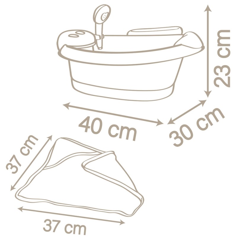 Cadita pentru papusa Smoby Baby Nurse Baleno Bath roz cu accesorii