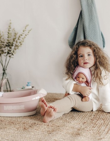 Cadita pentru papusa Smoby Baby Nurse Baleno Bath roz cu accesorii