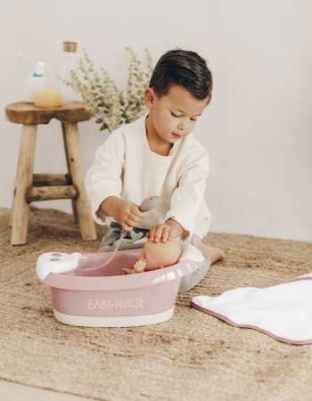 Cadita pentru papusa Smoby Baby Nurse Baleno Bath roz cu accesorii