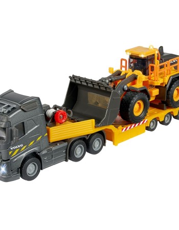 Camion Majorette Volvo cu remorca si buldozer