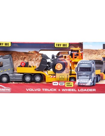 Camion Majorette Volvo cu remorca si buldozer