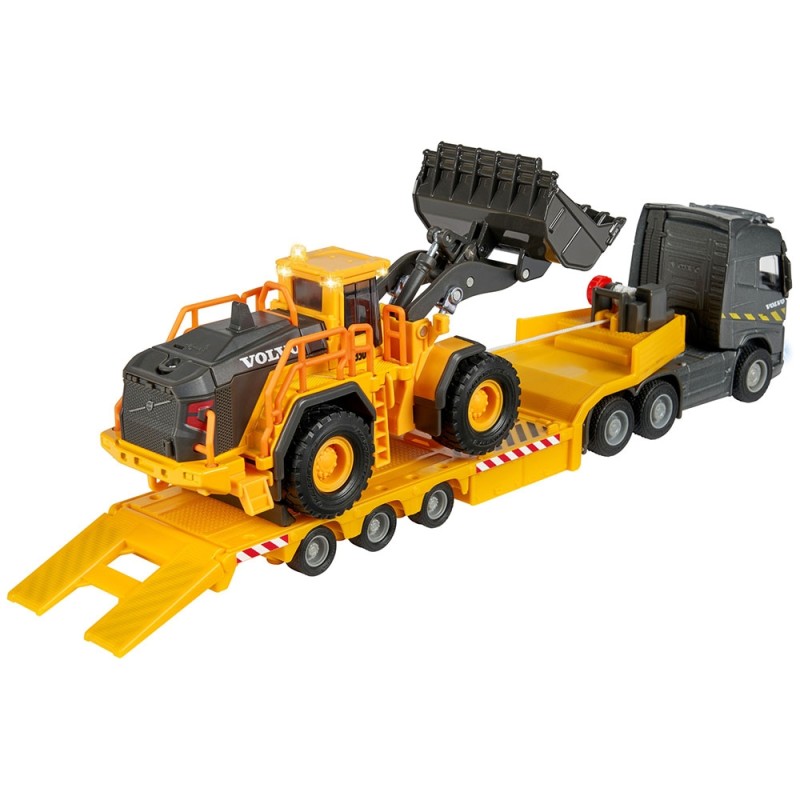 Camion Majorette Volvo cu remorca si buldozer