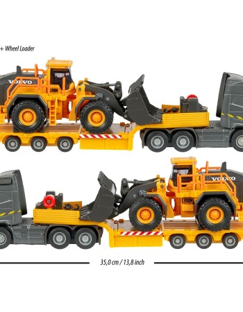 Camion Majorette Volvo cu remorca si buldozer