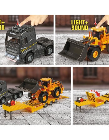 Camion Majorette Volvo cu remorca si buldozer
