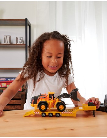 Camion Majorette Volvo cu remorca si buldozer