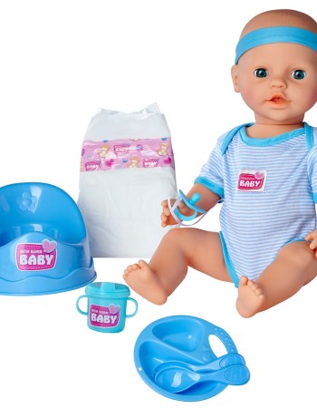 Papusa Simba New Born Baby, Baby Doll 43 cm cu Accesorii (Albastru)