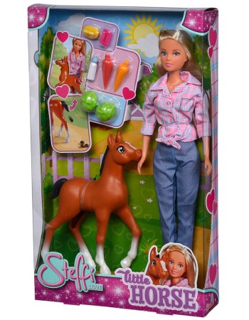 Papusa Simba Steffi Love Little Horse 29 cm cu figurina si accesorii