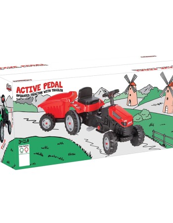 Tractor cu pedale + remorca Pilsan Active with Trailer 07-316 Verde – Set complet de la 3 ani