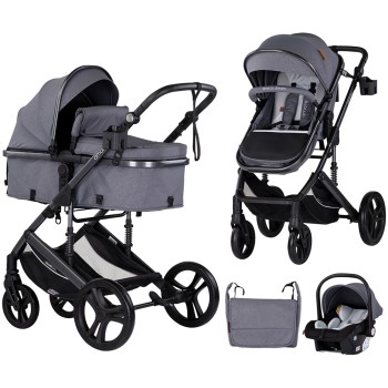 Carucior Chipolino Amore 3 in 1 cloud grey – Sistem complet de calatorie de la nastere pana la 22 kg!