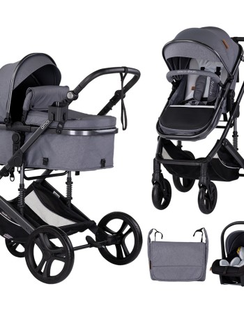 Carucior Chipolino Amore 3 in 1 cloud grey – Sistem complet de calatorie de la nastere pana la 22 kg!
