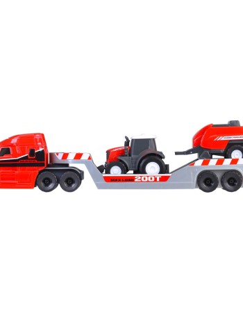 Camion Dickie Toys Massey Ferguson Micro Farm Truck 32 cm cu tractor si presa de balotat