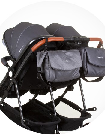 Carucior gemeni Chipolino Duo Smart 2 in 1 silver grey