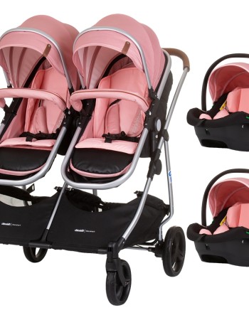 Carucior gemeni Chipolino Duo Smart 3 in 1 flamingo