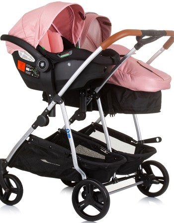 Carucior gemeni Chipolino Duo Smart 3 in 1 flamingo