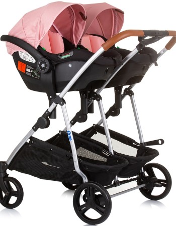 Carucior gemeni Chipolino Duo Smart 3 in 1 flamingo