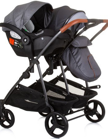Carucior gemeni Chipolino Duo Smart 3 in 1 silver grey