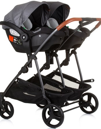 Carucior gemeni Chipolino Duo Smart 3 in 1 silver grey
