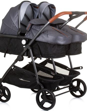 Carucior gemeni Chipolino Duo Smart 3 in 1 silver grey