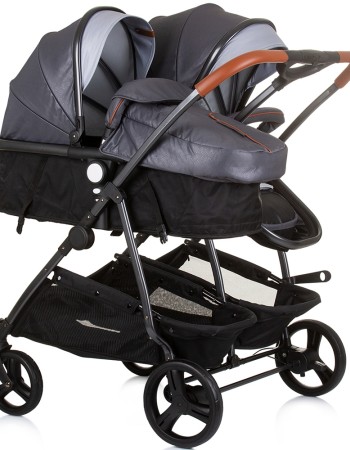 Carucior gemeni Chipolino Duo Smart 3 in 1 silver grey