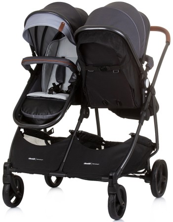 Carucior gemeni Chipolino Duo Smart 3 in 1 silver grey