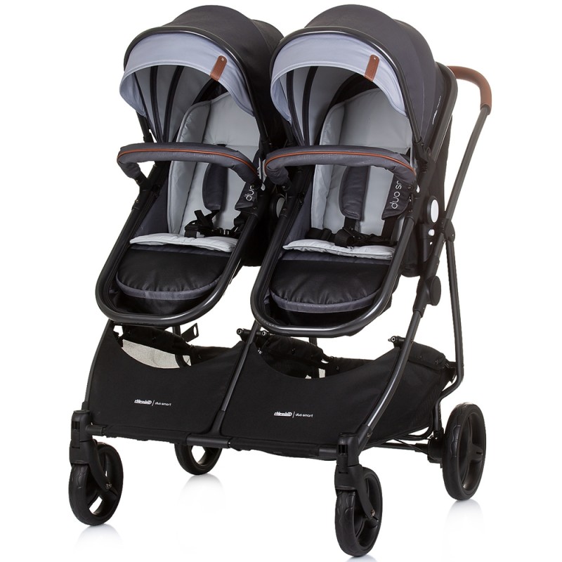 Carucior gemeni Chipolino Duo Smart 3 in 1 silver grey