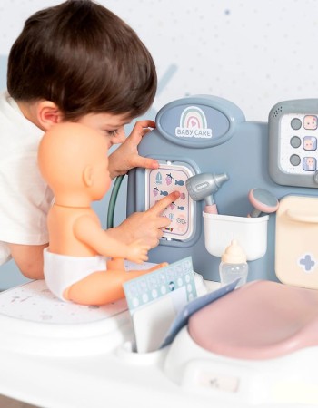 Centru de ingrijire pentru papusi Smoby Baby Care Center albastru cu accesorii