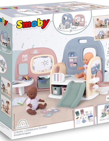 Centru de ingrijire pentru papusi Smoby Baby Care Childcare Center albastru roz cu accesorii