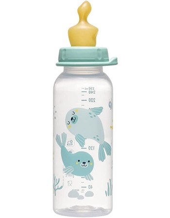 Biberon Family PP cu tetina anti-colici din latex natural, 250 ml, de la 6 luni, debit mediu (M), nip 35007
