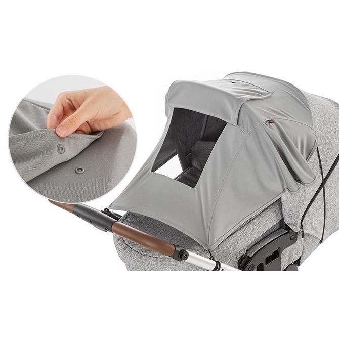 Parasolar premium pentru carucioare bebelusi, protectie solara UPF 50+, gri, Reer ShineSafe Premium
