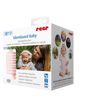 Casti antifonice pentru bebelusi, ofera protectie auditiva, SNR 25, roz, 12+ luni, Reer SilentGuard Baby Girl 53074