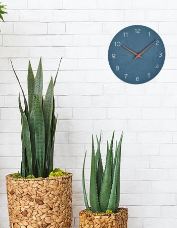 Ceas silentios de precizie din lemn, analog, de perete, design minimalist, albastru