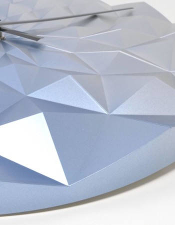 Ceas geometric de precizie, analog, de perete, creat de designer, model DIAMOND, albastru metalic