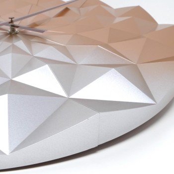 Ceas geometric de precizie, analog, de perete, creat de designer, model DIAMOND, roz auriu metalic