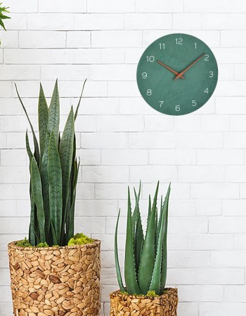 Ceas silentios de precizie din lemn, analog, de perete, design minimalist, verde