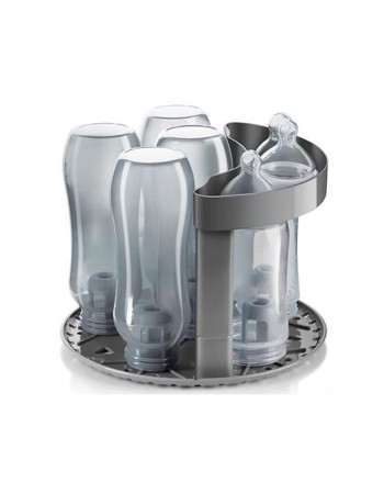 Sterilizator biberoane cu abur fierbinte in 10 minute, oprire automata, capacitate 6 biberoane, gri, VapoMat S, Reer 36021