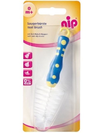 Perie mini pentru tetine si accesorii biberoane, cu maner antialunecare, 0+ luni, nip 37011