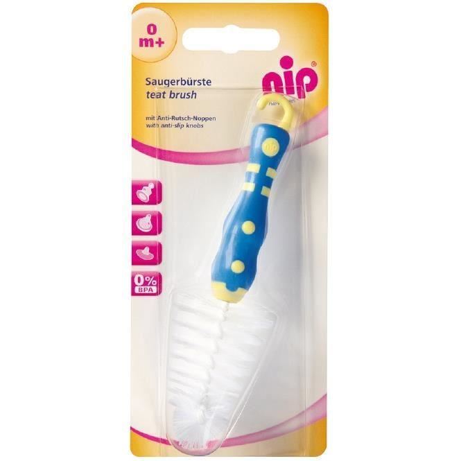 Perie mini pentru tetine si accesorii biberoane, cu maner antialunecare, 0+ luni, nip 37011