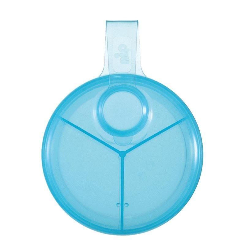 Recipient pentru lapte praf cu capac rotativ si 3 compartimente, 9 x 6 cm, 0+ luni, nip 37048