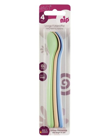 Set 3 lingurite colorate cu coada lunga pentru bebelusi, 4+ luni, nip 37079