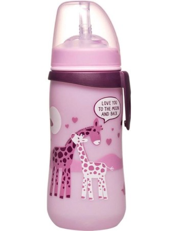 Cana de baut cu pai din silicon Straw Cup Girl, antipicurare, clip de prindere, 330 ml, de la 12 luni, nip 35068