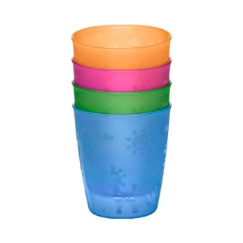 Set 4 pahare colorate pentru bebelusi si copii, 300 ml, fara BPA, 18+ luni, Nip 37061