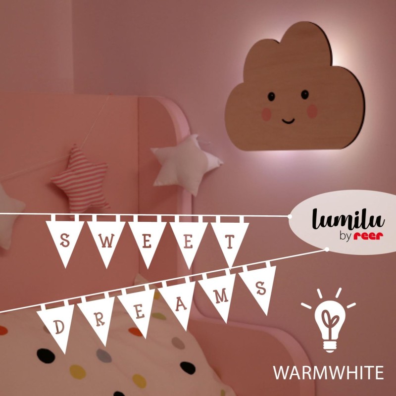 Lampa de veghe de perete, cu led, lumina reglabila si oprire cronometrata, forma nor, Lumilu Silhouette Cloud, Reer