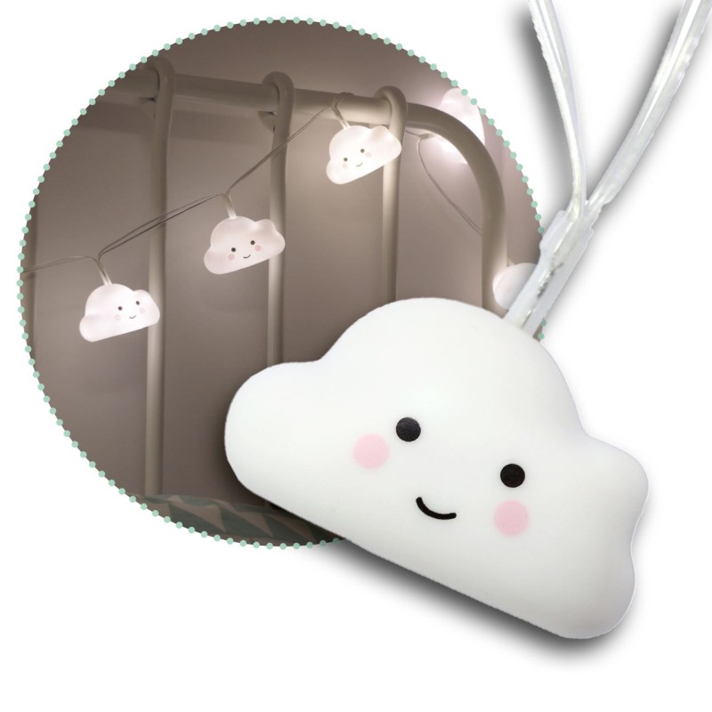 Lampa de veghe ghirlanda, 10 LED-uri, oprire cronometrata, forma nor, alba, Lumilu String Light Cloud, Reer