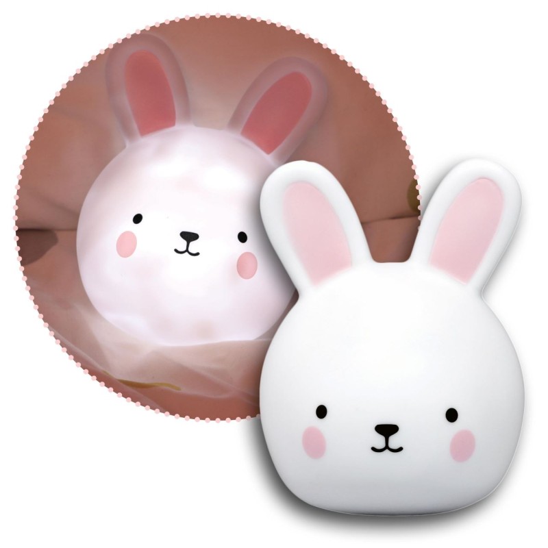 Lampa de veghe si veioza cu touch, 2in1, prindere perete, cu led, lumina reglabila si oprire cronometrata, forma iepuras, Lumilu Touch Light Bunny, Reer