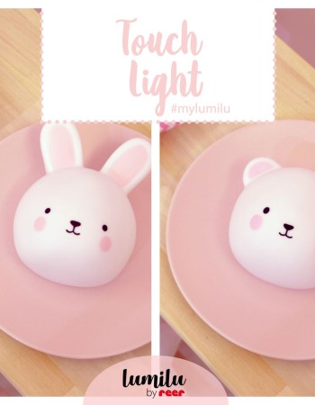 Lampa de veghe si veioza cu touch, 2in1, prindere perete, cu led, lumina reglabila si oprire cronometrata, forma iepuras, Lumilu Touch Light Bunny, Reer