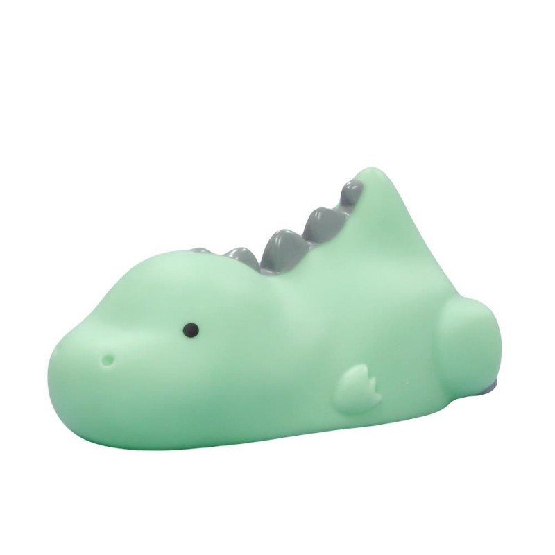 Lampa de veghe si veioza cu LED, lumina reglabila si oprire cronometrata, forma dinozaur, turcoaz, Lumilu Lazy Friends Dino, Reer