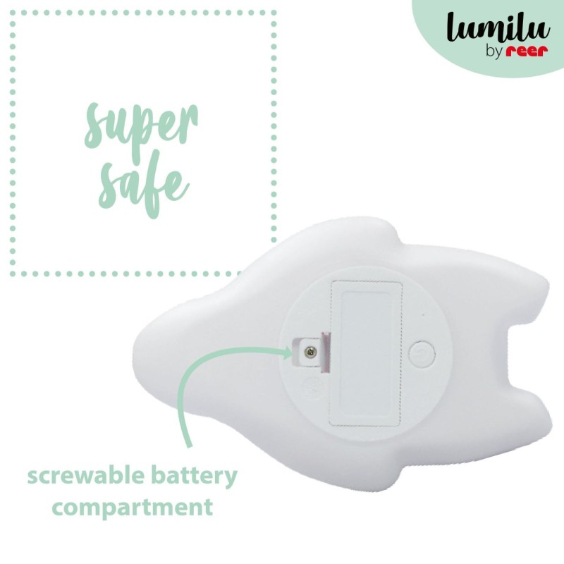 Lampa de veghe si veioza cu LED, lumina reglabila si oprire cronometrata, forma urs polar, alba, Lumilu Lazy Friends Bear, Reer
